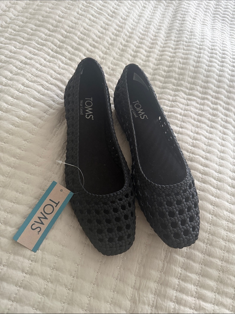 TOMS Black Woven Ballet Flats